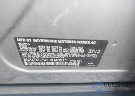 2015 BMW X5 Sdrive35I from USA, damaged, VIN 5UXKR2C56F0H40311